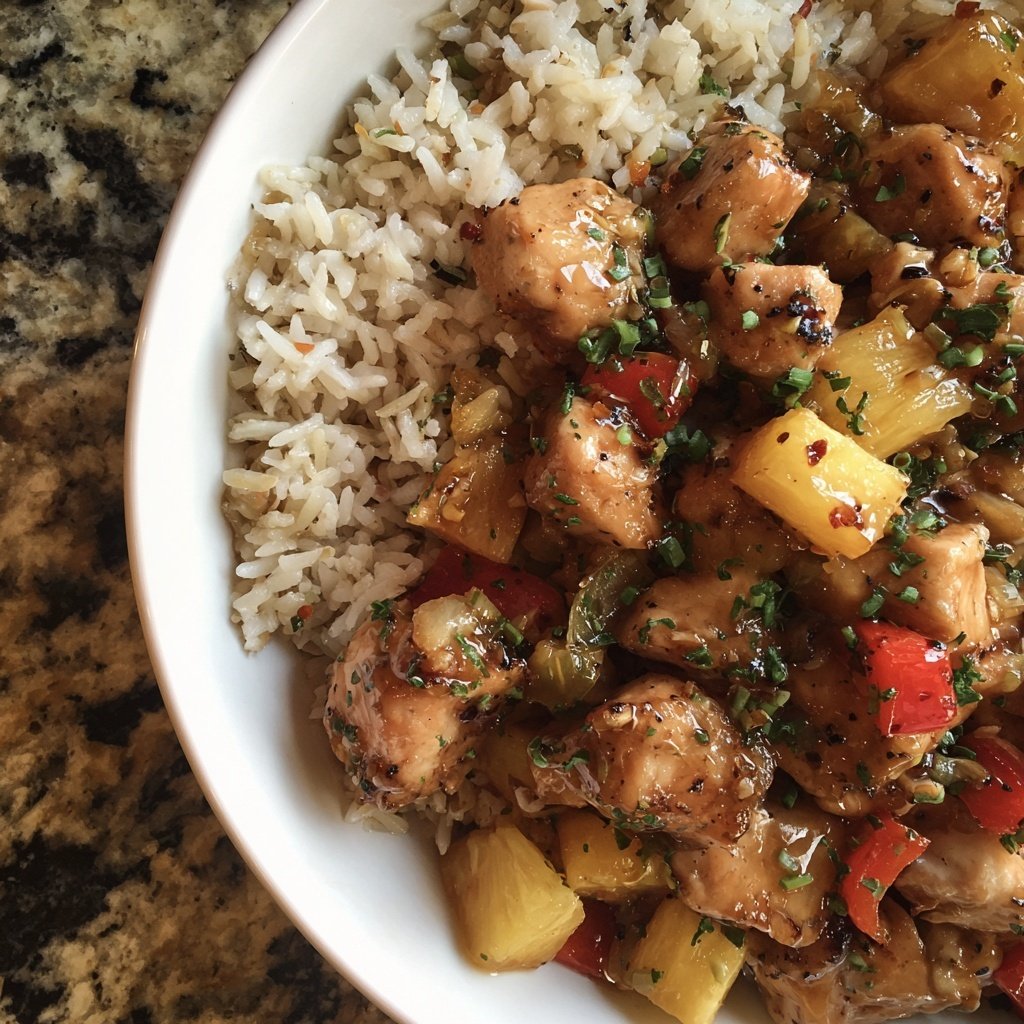 Pineapple Chicken And Rice Stir Fry Style