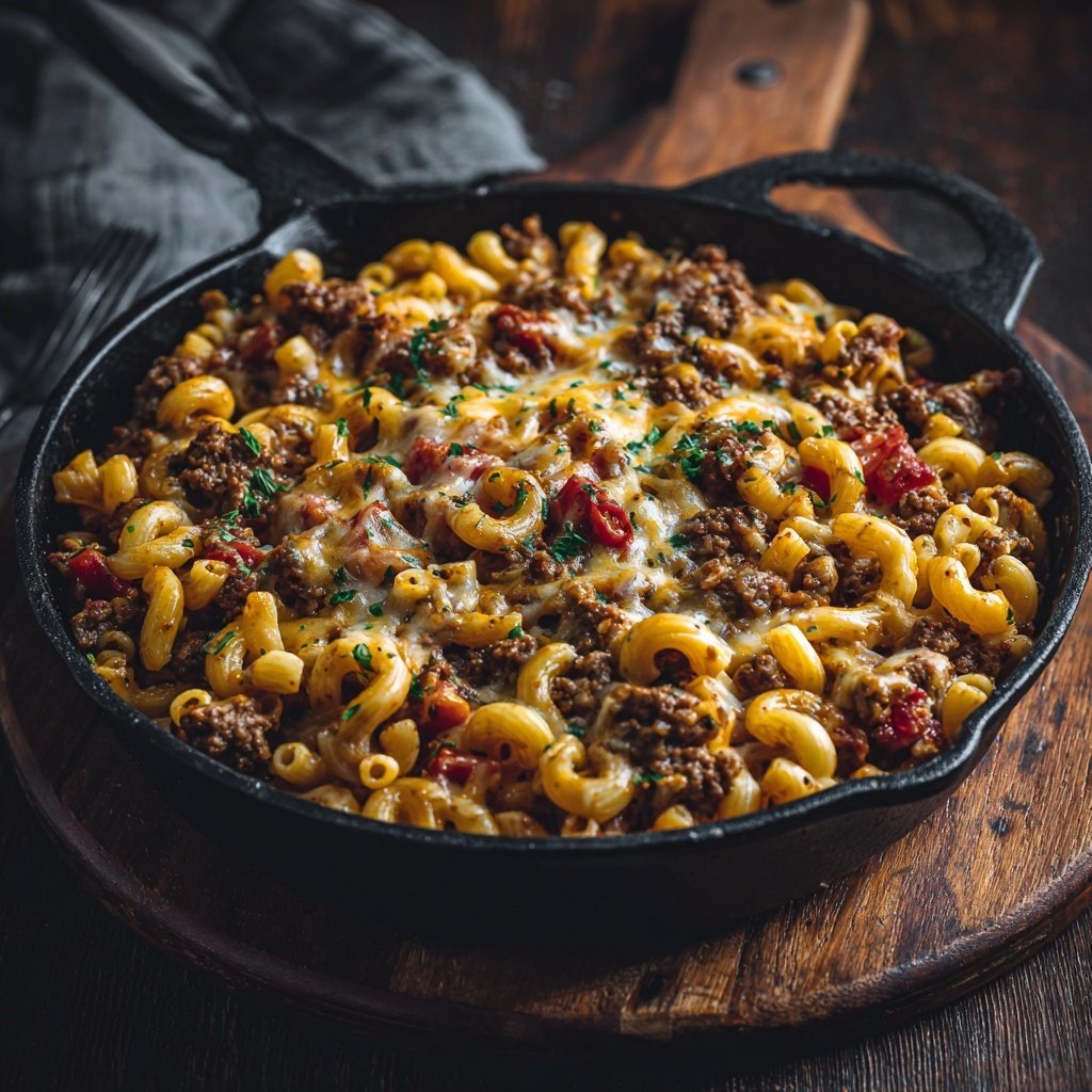 Hamburger Meat And Macaroni Skillet