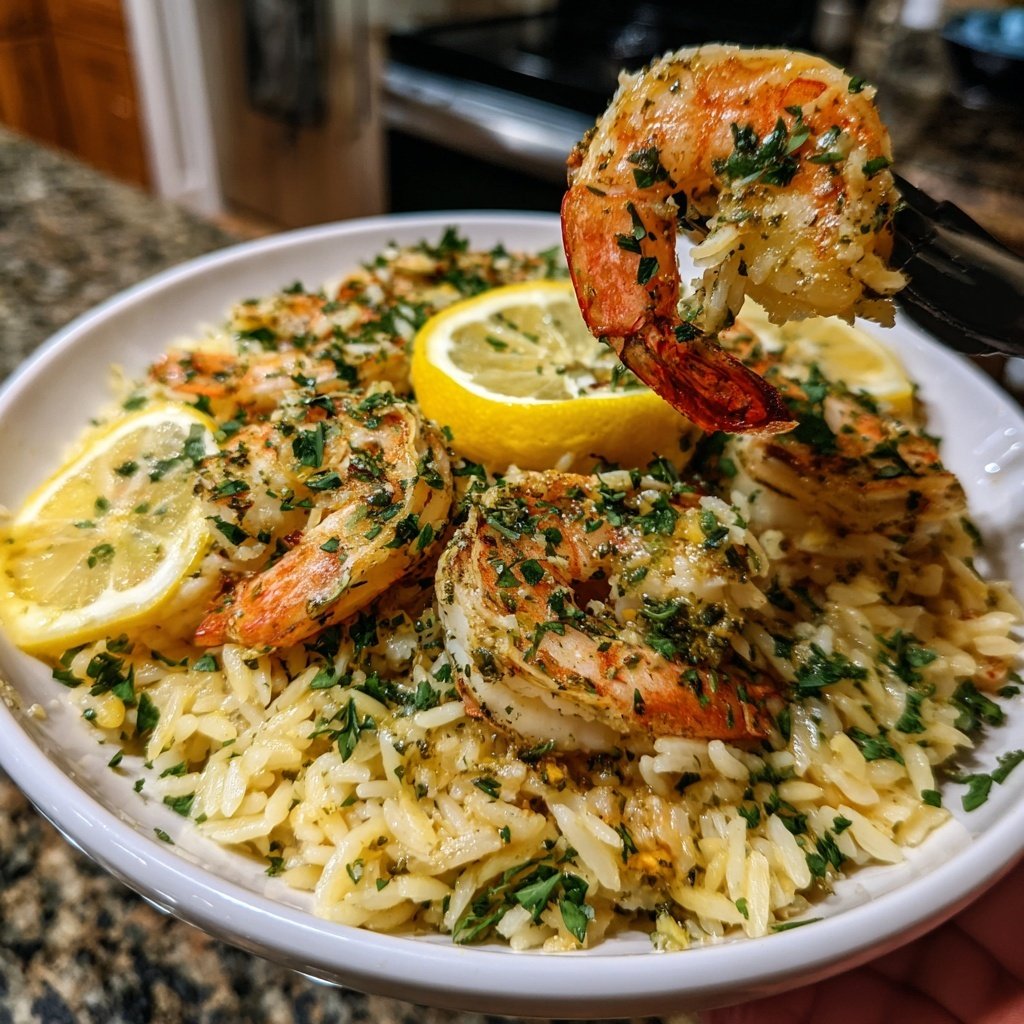 Mediterranean Garlic Shrimp With Orzo