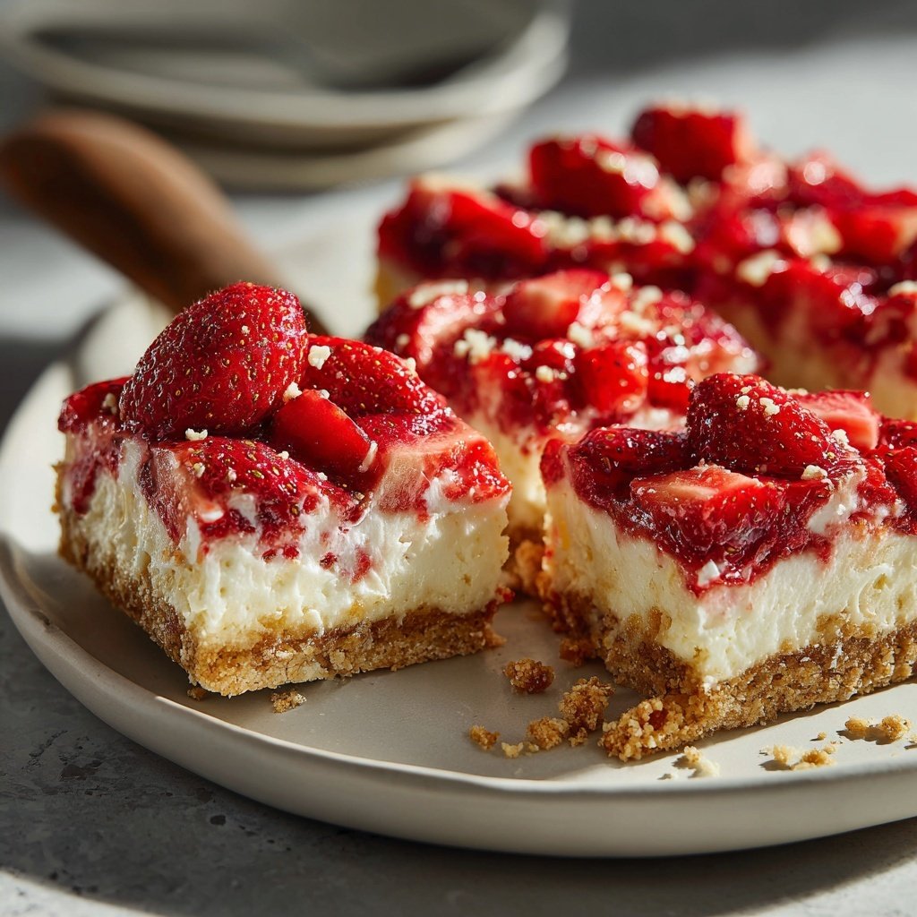 Strawberry Cheesecake Bars No Bake